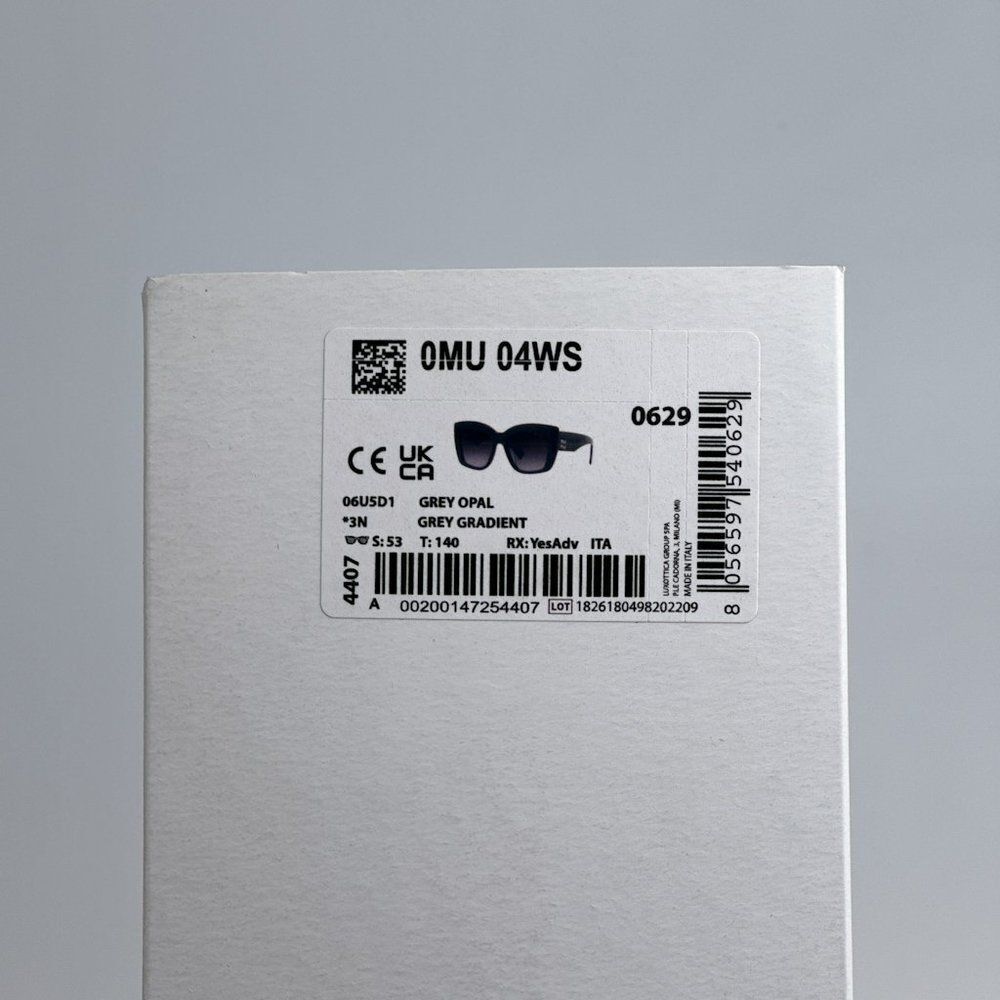 NEW Miu Miu MU04WS 06U5D1 Grey Opal Grey Gradient Women Sunglasses MU 04WS - Picture 11 of 11